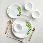 Larah by Borosil Pack of 13 Opalware Dinner Set(Green, Microwave Safe)