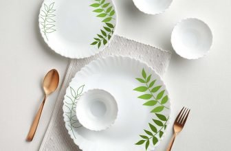 Larah by Borosil Pack of 13 Opalware Dinner Set(Green, Microwave Safe)