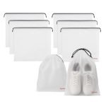 Lifelong Shoe Bags for Travel, Drawstring Travel Shoe Bags for Packing, Dustproof Portable Travel Shoe Storage Bag for Men and Women, Clear, Large, Pack of 6