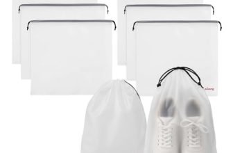 Lifelong Shoe Bags for Travel, Drawstring Travel Shoe Bags for Packing, Dustproof Portable Travel Shoe Storage Bag for Men and Women, Clear, Large, Pack of 6