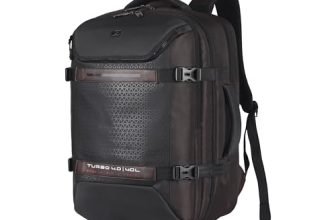 Gear Turbo 4 19″/40L Large Water Resistant Anti Theft Laptop Backpack with Raincover | Casual Backpack | Daypack | Travel Backpack | College Bag For Men/Women (Brown – Black)