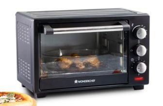 Wonderchef Oven Toaster Griller (OTG) – 19 litres, Black – with Auto-Shut Off, Heat-Resistant Tempered Glass, Multi-Stage Heat Selection | Bake, Grill, Roast | Easy clean