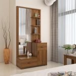 Spacewood Dressing Table | Legend | 3 Year Warranty | 3 Shelves & 2 Drawer, 1 Shutter Storage, Vanity Table for Bedroom, Living Room, and Home| Engineered Wood | Natural Teak