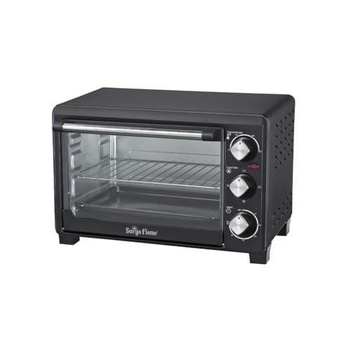 Surya Flame ZOLO 21 Ltr Oven Toaster Griller (OTG) – 21 litres, Black – with Rotisserie,Auto-Shut Off, Heat-Resistant Tempered Glass, Multi-Stage Heat Selection | Bake, Grill, Roast |