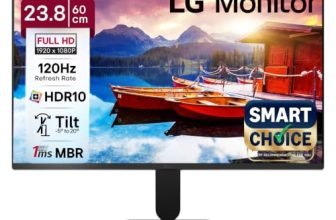 LG24U411A-BN Smartchoice 60 cm (24-inch) Full HD (1920 x 1080) IPS Monitor, 3-Side Virtually Borderless, 1ms MBR, 120Hz, sRGB 99%(Typ.), HDR10, Reader Mode, Flicker Safe, VGA, HDMI, Slim Stand, Black