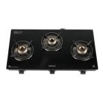 Havells GEOSLIM JUMBO Gas stove |3 Heavy Duty Forged Brass Burner|6 mm Toughened Glass|Premium Valves|Removable Drip Tray|Soft Touch Knobs|5 year Warranty on Burners, Glass & Valves by Havells (Black)