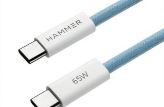 HAMMER Type C to Type C Cable 65W Braided, PD Fast Charging, Data Sync, 1.5 Meter Tangle Free Wire, Compatible with all C-Type Enabled Devices (Blue)
