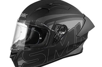 SMK Stellar Sports Stage Full Face Helmet with Pinlock Fited (Ma262)-L, Black,Pinlock 30 Fitted