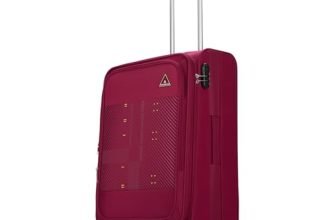 Aristocrat Duralite Soft Case Medium Size 8-Wheel Trolley Bag, Red