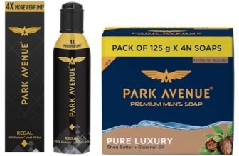 Park Avenue Pure Luxury Soap Pack of 4 500gm&Park Avenue Regal NO GAS Premium Perfume For Men Long Lasting Fragrance 130ml
