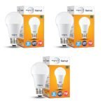 Wipro Garnet 7W LED Bulb for Home & Office |Cool Day White (6500K) | E27 Base|220 degree Light coverage |4Kv Surge Protection |400V High Voltage Protection |Energy Efficient | Pack of 3