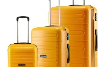 SNITCH Loop 3Pc Set Yellow Polypropylene Hard Travel Suitcase – Suitcase for Travel Set of 3 & Luggage with 4 Wheels, Secure Lock & Free Shoe Bag