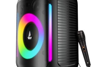 boAt PartyPal 30, 25W Signature Sound, RGB LEDs, Wired Mic for Karaoke, Up to 6H Battery, TWS Mode, Multi Connect, Bluetooth Speaker, Wireless Speaker, Portable Speaker (Premium Black)