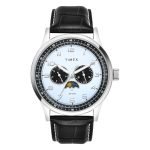 TIMEX Analog Watch for man with Blue Round Dial & Black Leather Strap Band Water Resistant Men’s Wrist Watches – TWEG19607