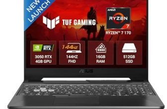 ASUS TUF A15, AMD Ryzen 7 170, RTX 3050-4GB, 16GB RAM (Upgradeable), 512GB SSD, FHD, 15.6″(39.6 cm),Windows 11 Home,Graphite Black, 2.3 Kg, FA506NCQ-HN006W, Gaming Laptop