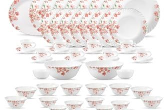 La Opala Classique Opalware Dinner Set, 53 Pcs, for Family of 8, Aster Pink