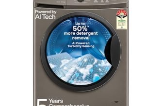 Godrej 8 Kg 5 Star, AI Powered, Inbuilt Heater, Fabrisafe Drum, Steam Wash, Child Lock, Unbalanced Load Sensor, Fully Automatic Front Load Washing Machine (WFEON CRS 8012 5.0 FKEDM CNGR, Candy Grey)