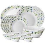 Larah by Borosil Cripper Fluted Series Opalware Dinnerset | 21 Pieces for Family of 6 | Microwave & Dishwasher Safe | Bone-Ash Free, Crockery Set for Dining & Gifting | Plates & Bowls, White