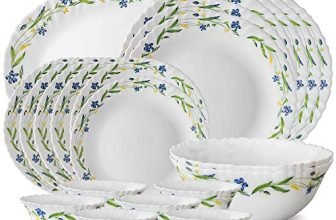 Larah by Borosil Cripper Fluted Series Opalware Dinnerset | 21 Pieces for Family of 6 | Microwave & Dishwasher Safe | Bone-Ash Free, Crockery Set for Dining & Gifting | Plates & Bowls, White