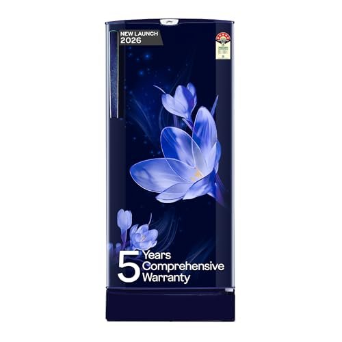 Godrej 185L 5 Star Single Door Refrigerator | Advanced Inverter Technology | 22L Jumbo Vegetable Tray | 2.5L Bottle Space | 5 Years Comprehensive Warranty | Mystic Blue (RD 195EN TAI MY BL)