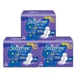 Stayfree Dry Max All Night Sanitary Pads – 42 Pads (Pack of 3 × 14) | Ultra‑Absorbent Overnight Protection | Extra Long | Comfortable Fit | Leak‑Lock Technology