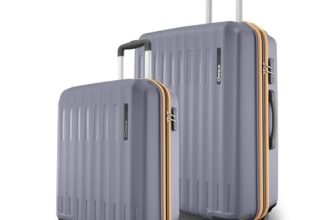 Safari Genius Alley Set of 2 (Cabin + Medium) Trolley Bags Hard Case Polypropylene, 4 Spinner Wheels, 360 Degree Wheeling Luggage, Suitcase for Travel, Trolley Bags for Travel, Flintstone