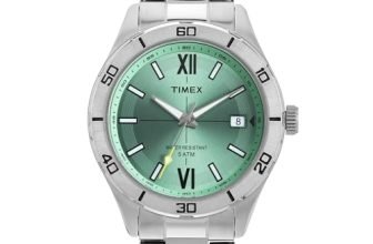 TIMEX Analog Watch for Men with Green Dial & Silver Stainless Steel Bracelet Band – Water Resistant Men’s Wrist Watches -TWEG295SMU01