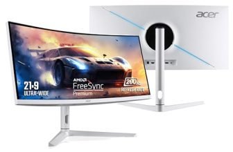 Acer XZ306CX 29.5 Inch Ultrawide 21:9 1500R Curve 2560 X 1080 Backlit LED LCD Monitor I 1 MS VRB I 200Hz Refresh I HDR 400 I DCI-P3 93% I AMD FreeSync I 2xHDMI 1xDP I Stereo Speakers I Eye Care, White