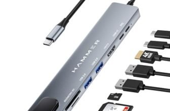 HAMMER 8-in-1 USB-C Hub | 100W PD Charging, 5Gbps Data Transfer, HDMI 4K, (RJ45) Ethernet Port, SD/TF Card Reader, USB 3.0 & 2.0 | Multiport Adapter for Laptop, MacBook, & Smartphones (Grey)