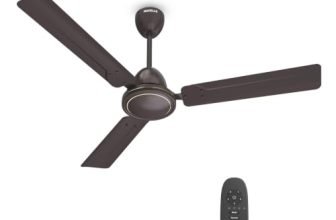 Havells 1200mm Ambrose DX BLDC Motor Ceiling Fan for Home | Remote Controlled, High Air Delivery Fan | 5 Star Rated, Upto 60% Energy Saving| Power: 380 RPM| 2 Year Warranty | (Pack of 1, Brown)