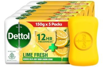 Dettol Lime Fresh (Lime Cool) Bathing Soap Bar with 12hr Freshness (750gm) |Long Lasting Freshness, 150gm Pack of 5