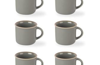 CELLO Estella Nexus Color Silver Mist Plain Mug Set of 6, 90ml, Grey | Scratch Resistant | Porcelain Tea, Coffee Mug Set | Ideal for Daily Use & Gifting | Dishwasher Safe | Small Mug |