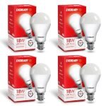 Eveready 18W LED Bulb | 1800 Lumen | 4KV Surge Protection | Long Life & Low Maintenance | BIS Certified | 1 Year Warranty | 100 Lumens Per Watt | Cool Day Light (6500K) | B22 | Pack of 4