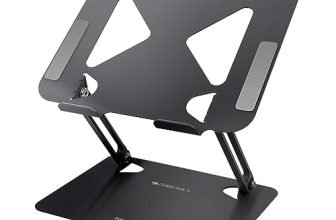 Zebronics NS3000 Portable Laptop & Tablet Stand Supports Upto 17” with Max. 5KG Support, Anti-Slip Silicone Pads, Foldable Design, Multi Angle Adjustment, Carbon Steel Body