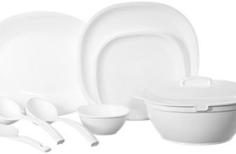 SignoraWare BPA Free Plastic Square Dinner Set | Microwave Safe | Unbreakable & Lightweight | Odor-Free | Great for Parties & Gatherings | Ideal for Regular Home Meals (Set of 32 pcs | White)