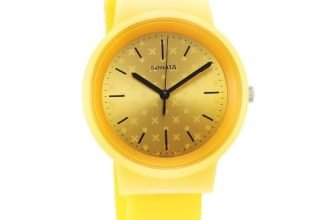 Sonata Splash Quartz Analog Yellow Dial Plastic Strap Watch for Women-87048PP03W