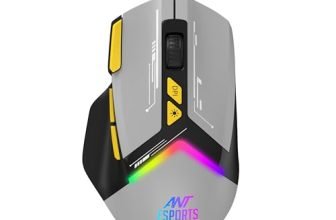 Ant Esports GM333 RGB Wired Gaming Mouse 12800 DPI Optical Mouse 1000Hz Polling Rate 8 Programmable Buttons Huano Switches Ergonomic Design Backlit Lighting Braided Cable PC Laptop FPS MMO Accessory