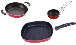 Nirlon Kitchenware Pots and Pan 3 Layer Set of 3 Pieces (VG_KD12_GP24)