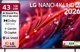 LG 108 cm (43 inch) Ultra HD (4K) LED Smart WebOS TV 2026 Edition with NANO Detail Enhancer, HDR10 Pro, 4K Super Upscaling Alpha7 AI Processor 4K Gen9, Dolby Atmos, AI Sound Pro (9.1.2 ch), Multi AI (Google Gemini & MS Copilot), Linear Flow Design, 60Hz VRR, 5 Years OS upgrade, Secured by LG Shield,