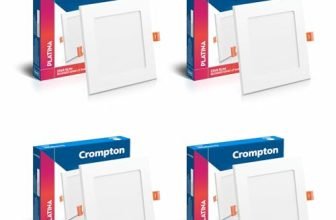 Crompton Platina Star Slim Recessed Edge Lit Panel 15Watt LED Square (Pack of 4, Warm White) 6×6 inch Cut-Out and Ultra Slim Panel