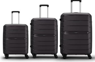 Aristocrat Liberty 8 Wheel Set of 3 Large Size (Check-in), Medium Size (Check-in) & Cabin (Small Size) Hard Case Trolley Bags, Lightweight Polypropylene Luggage, 3-Yr Global Warranty, Saddle Brown