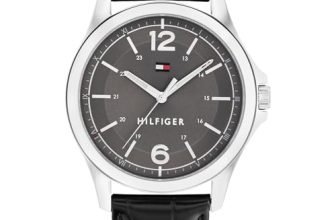 Tommy Hilfiger Analog Grey Dial Leather Strap Watch for Men