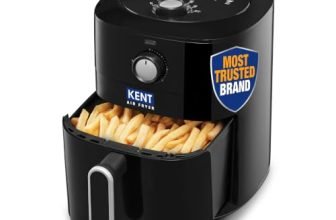 KENT Classic Hot Air Fryer 4L 1300 W | 80% Less Oil | Instant Electric Air Fryer | Auto Cut Off | Fry, Grill, Roast, Steam, and Bake | 1 Year Warranty | Black