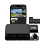 Qubo Smart Dashcam Pro 3K + Rear Dashboard, In-car Camera System(2 Camera, Front: 2592 x 1944p (3K UHD), Rear: 1920 x 1080p (Full HD))