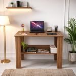 Spyder Craft Modern Specio Engineered Wood Study Table with Storage Shelf | Clean Minimalist Computer Desk for Home, Office, & Bedroom | Durable & Easy to Clean (Wood Brown) (Assembly_DIY)