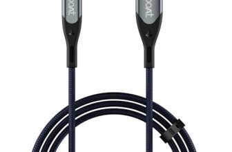 boAt Type A to C 65W Fast Charging Cable with 480 Mbps Data Transfer, Tangle-Free Cable in Premium Nylon Braided Design & Durable Aluminium Alloy Shell (Electric Blue)