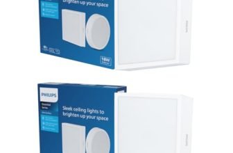 Philips 18 Watt Square Slim Surface Ceiling Light | LED Downlighter for Both Normal & False Ceiling | Colour : Cool Day Light, Pack of 2