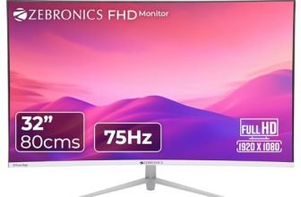 ZEBRONICS AC32FHD LED Curved 75Hz 80Cm (32″) (81.28 Cm) 1920×1080 Pixels FHD Resolution Monitor with HDMI + VGA Dual Input, Built-in Speaker, Max 250 Nits Brightness, White