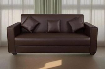 gnanitha Leatherette 3 Seater  Sofa(Finish Color – BROWN, DIY(Do-It-Yourself))