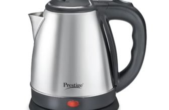 Prestige 1.5L PKOSS Stainless Steel Electric Kettle | 1350 Watts| Elegant Design | Cool-touch Handle and Lid | Automatic Cut-Off and Single-Touch Lid Locking | Black | 1Y Warranty | ISI Certified